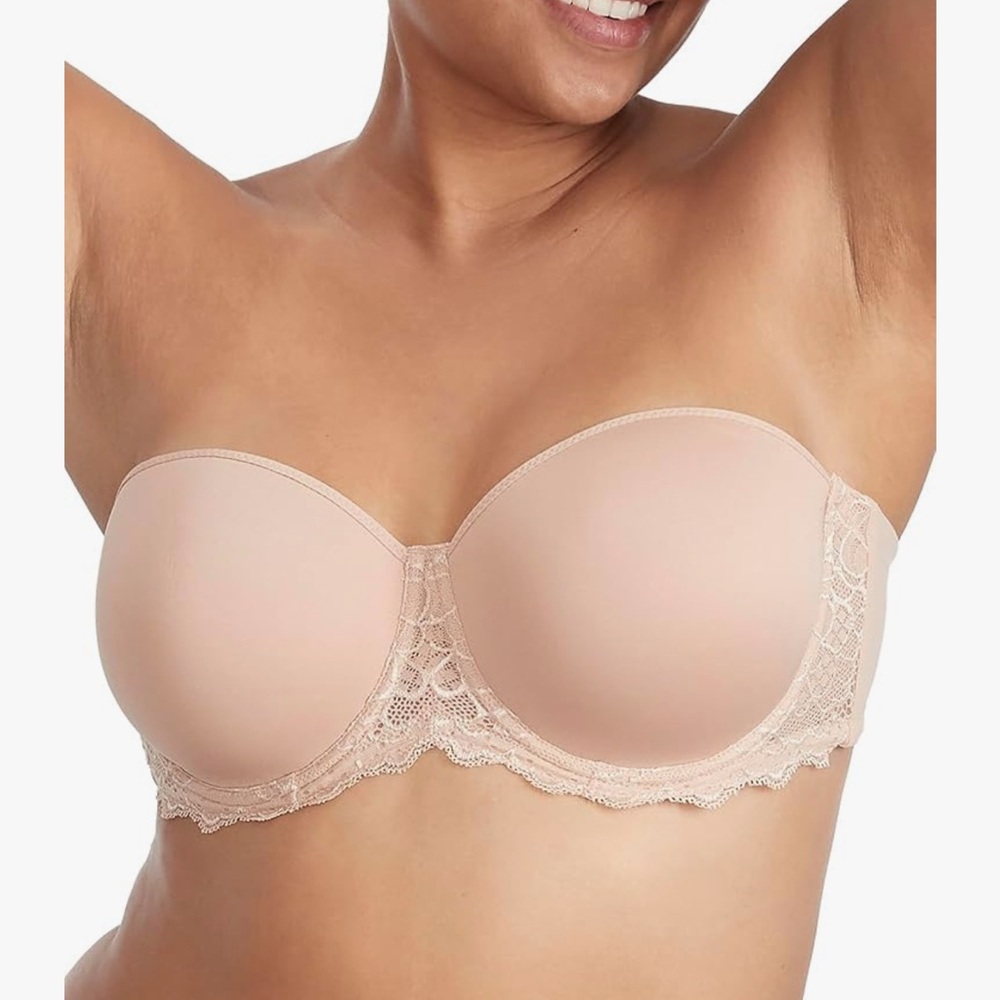 NWT Simone Perele Cream Strapless Lace Trim Bra size 32E (DD)